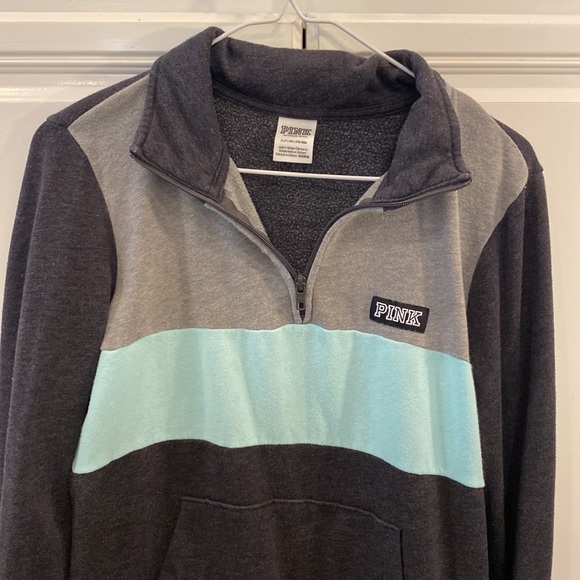 PINK by Victoria’s Secret Colorblock Sweatshirt Quarter Zip Pullover. Si… - Picture 2 of 6